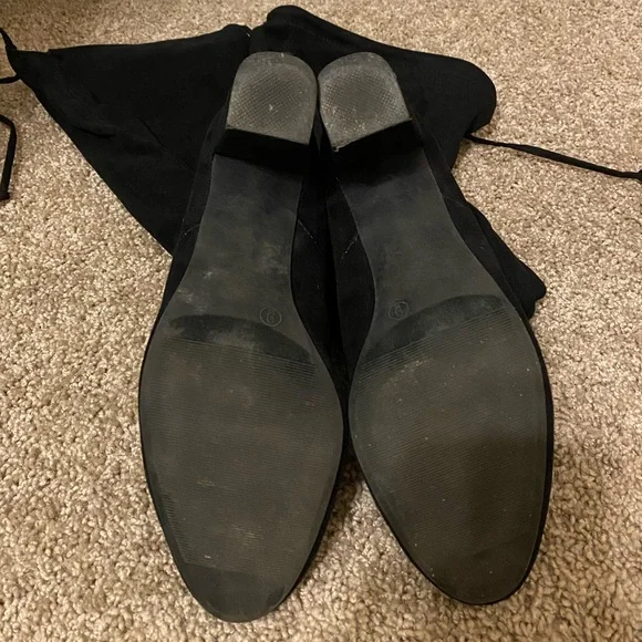 Francesca’s | Black Faux Suede Over the Knee Heeled Boots. - Picture 8 of 11